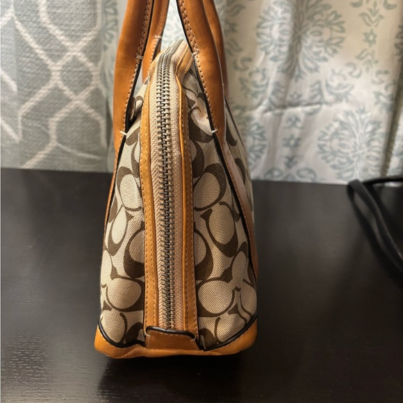 Coach Brown and Tan Signature Satchel - Picture 13 of 14